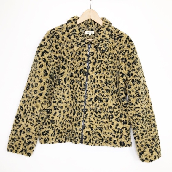 Madewell faux Sherling fleece leopard print teddy jacket - Picture 9 of 11
